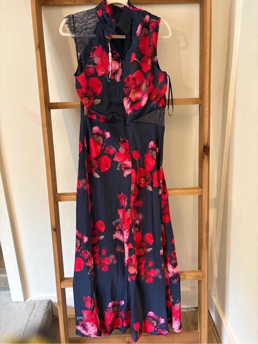 Petal & Pup Annabelle Floral Cowl Neck Satin Maxi Dress M - Picture 6 of 6